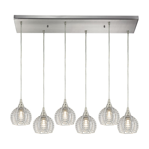 Kersey 6 Light Pendant In Satin Nickel