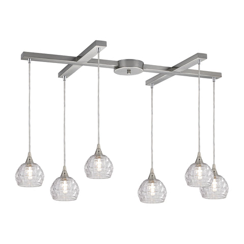 Kersey 6 Light Pendant In Satin Nickel