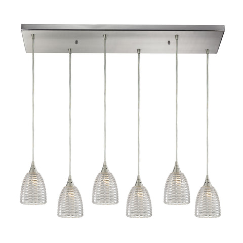 Kersey 6 Light Pendant In Satin Nickel