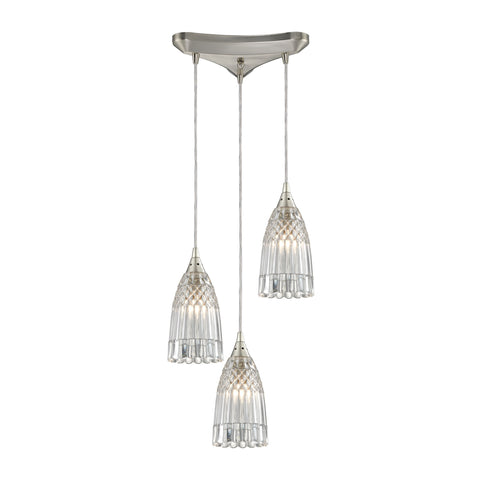 Kersey 3 Light Pendant In Satin Nickel