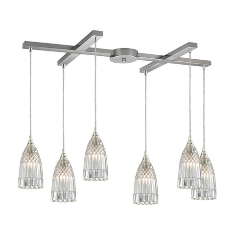 Kersey 6 Light Pendant In Satin Nickel