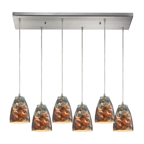 Abstractions 6 Light Pendant In Satin Nickel