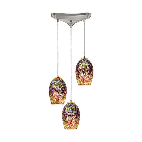 Illusions 3 LED Light Pendant In Satin Nickel