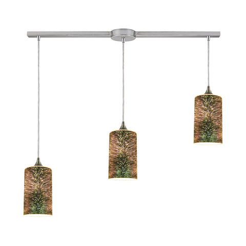 Illusions 3-Light Linear Bar In Satin Nickel With 3-D Starburst Glass Pendant