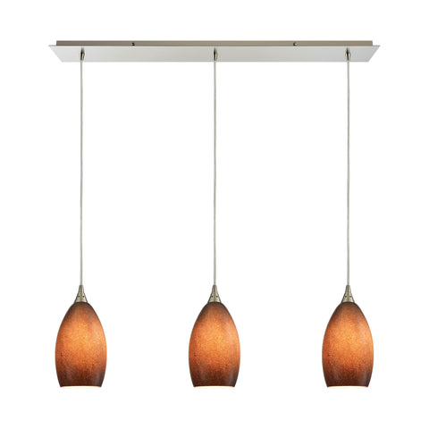 Earth 3 Light Pendant In Satin Nickel And Sand Glass