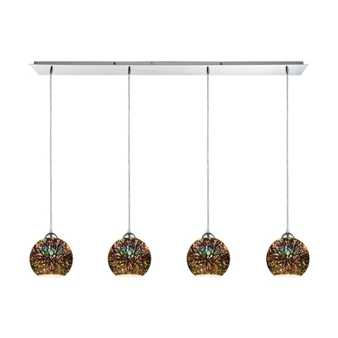Illusions 4-Light Linear Pan In Polished Chrome With 3-D Starburst Glass Pendant