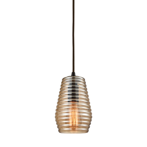 Ribbed Glass 1 Light Pendant In Oil Rubbed Bronze