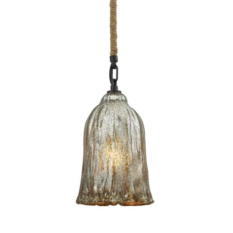 Hand Formed Glass 1 Light Pendant In Oil Rubbed Bronze