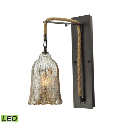 Hand Formed Glass 1 Light LED Wall Sconce In Oil Rubbed Bronze