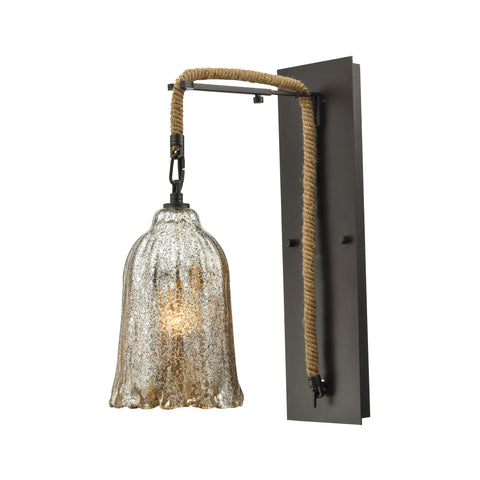 Hand Formed Glass 1 Light Wall Sconce In Oil Rubbed Bronze
