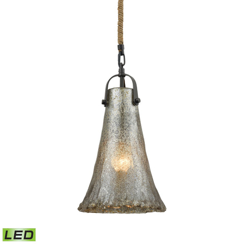Hand Formed Glass 1 Light LED Pendant In Oil Rubbed Bronze