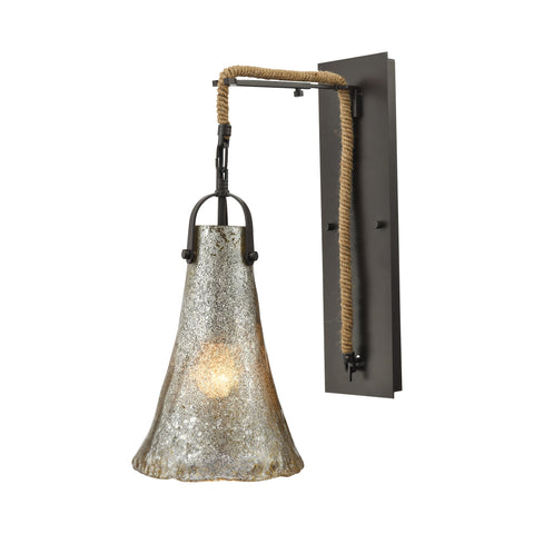 Hand Formed Glass 1 Light Wall Sconce In Oil Rubbed Bronze