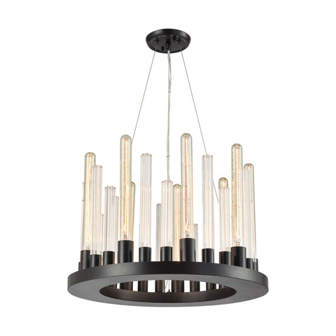 Glass Skyline 9 Light Chandelier In Oil Rubbed Bronze