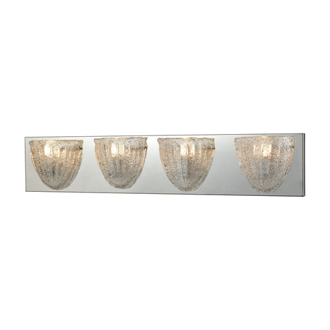 Verannis 4 Light Vanity In Polished Chrome With Hand-Formed Clear Sugar Glass