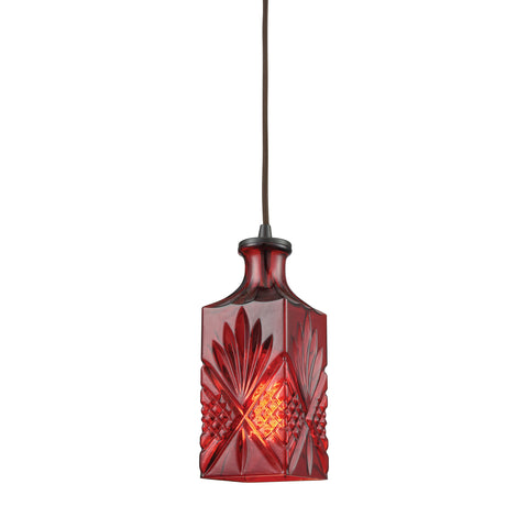 Giovanna 1 Light Pendant In Oil Rubbed Bronze With Wine Red Decanter Glass