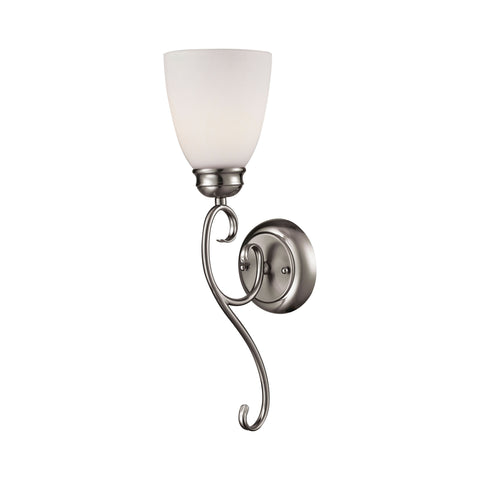 Chatham 1 Light Sconce In Brushed Nickel And White Glass