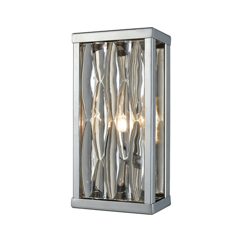 Riverflow 1 Light Vanity In Polished Chrome With Stacked River Stone Glass