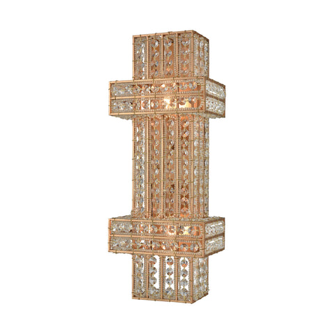 Lexicon 2 Light Sconce In Matte Gold With Clear Crystal