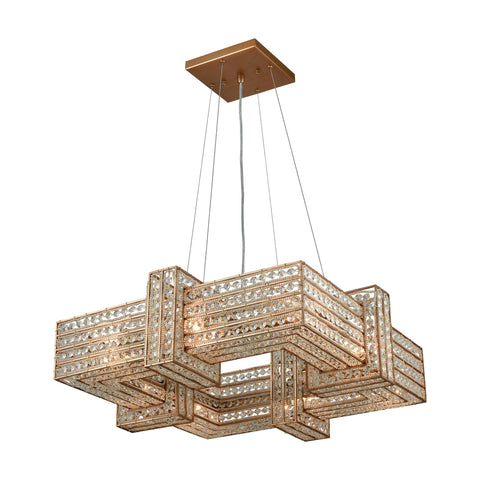 Lexicon 8 Light Chandelier In Matte Gold With Clear Crystal