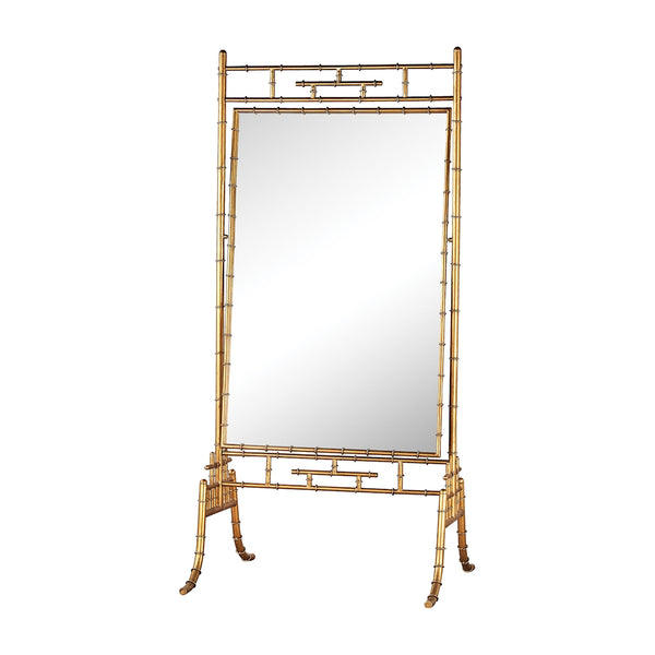 Brunei Antique Gold 70-Inch Metal and Glass Standing Mirror