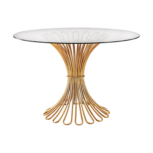 Flaired Rope Entry Table In Gold Leaf And Clear Glass