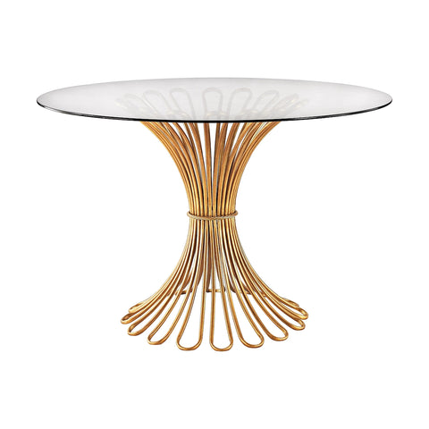 Flaired Rope Entry Table In Gold Leaf And Clear Glass