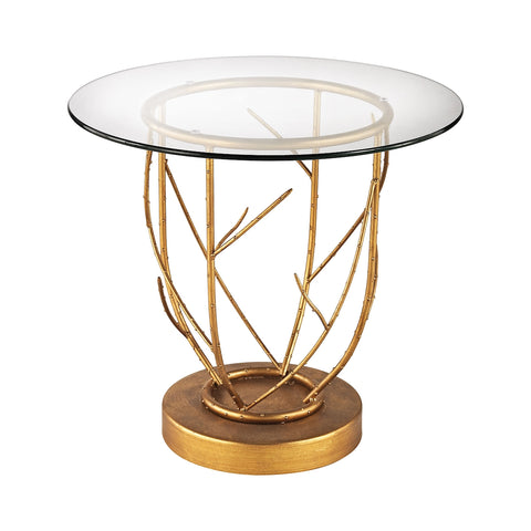 Thicket Side Table In Gold Leaf And Clear Glass