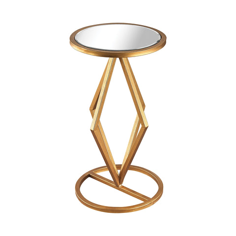 Vanguard Side Table In Gold Leaf And Clear Mirror