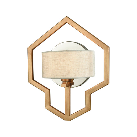 Warrenton 1 Light Wall Sconce In Matte Gold With Polished Nickel Accents And Beige Linen Shade Included