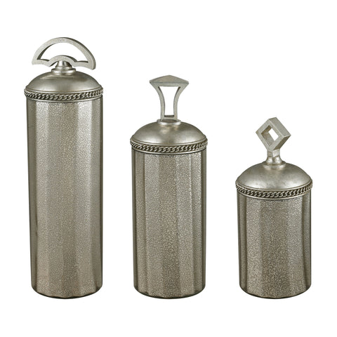 Halten Set Of 3 Antique Mercury Glass Jars By