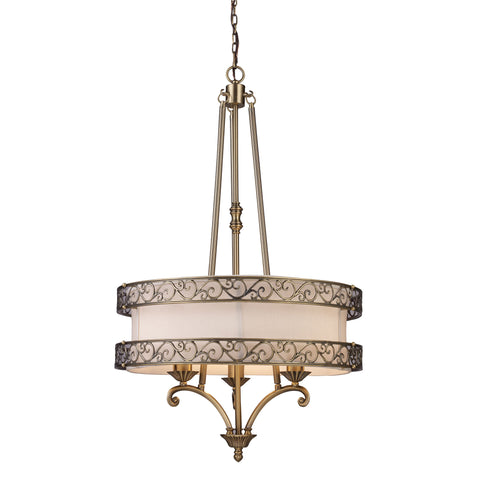 Abington 3 Light Pendelier In Antique Brass