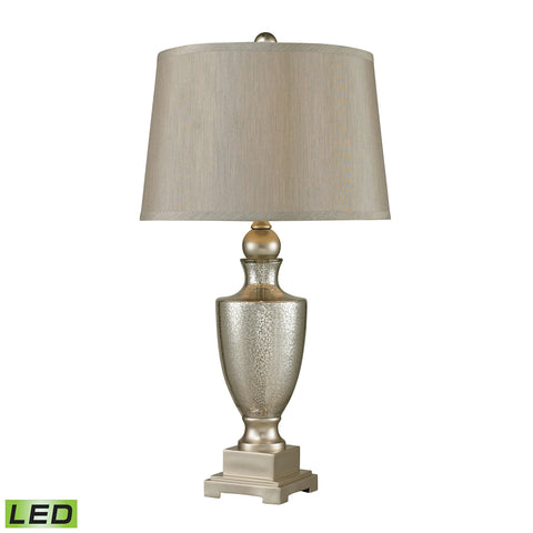 Antique Mercury Glass LED Table Lamps With Silver Accents - Set of 2