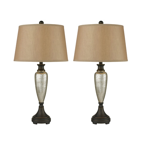 Caldeon Table Lamps In Antique Mercury With Bronze Accents