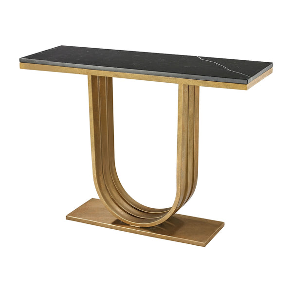 Olympia Console In Gold Leaf And Black Marble