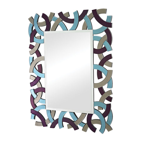 Confetti Colored Glass Framed Beveled Mirror
