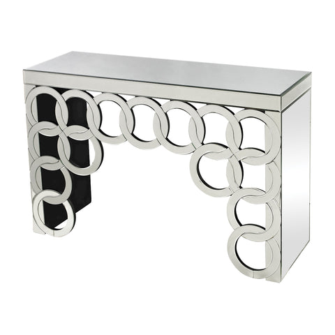 Silver Rings Mirrored Console