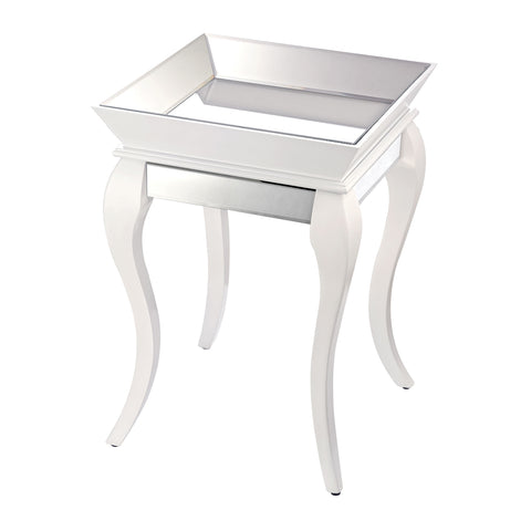 Madison Side Table With Bent Glass In White