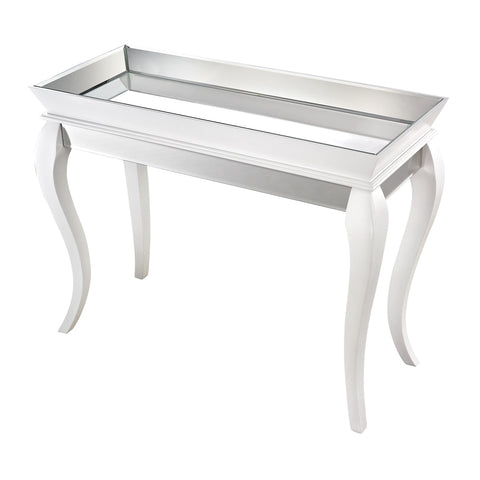 Madison Console Table With Bent Glass In White