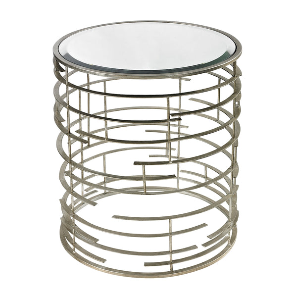 Ossett Contemporary Sculptural Metal Work Side Table With Clear Glass Top