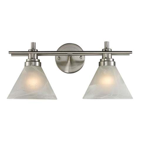 Pemberton 1 Light Vanity In Brushed Nickel And Marbelized White Glass