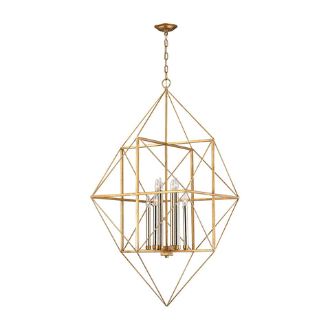 Connexions 8 Light Pendant In Antique Gold And Silver Leaf