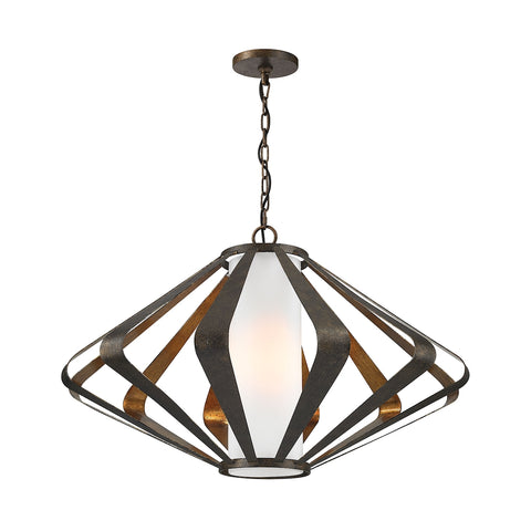 Reflex 1 Light Pendant In Textured Gold Leaf And Mocha