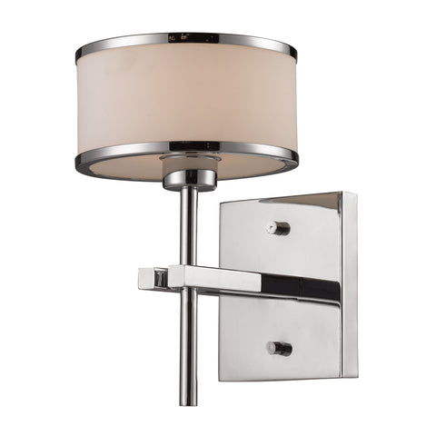 Utica 1 Light Vanity In Polished Chrome And White Glass