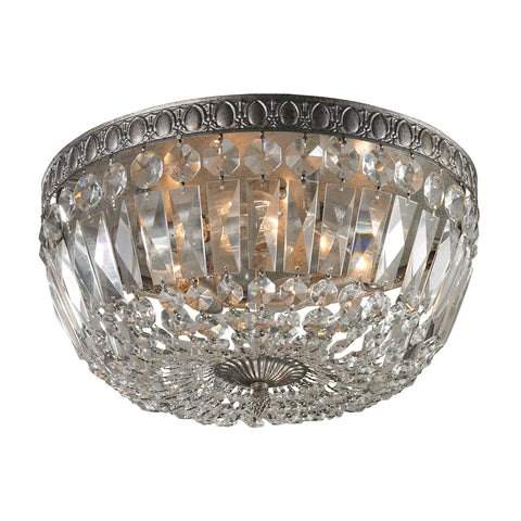 Flushmounts 4 Light Flushmount In Sunset Silver And Clear Crystal Glass