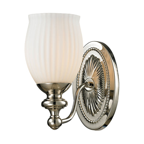 Park Ridge 1 Light Vanity In Polished Nickel And Reeded Glass