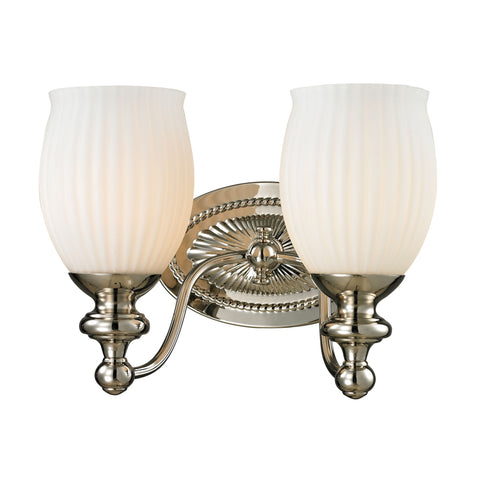 Park Ridge 2 Light Vanity In Polished Nickel And Reeded Glass