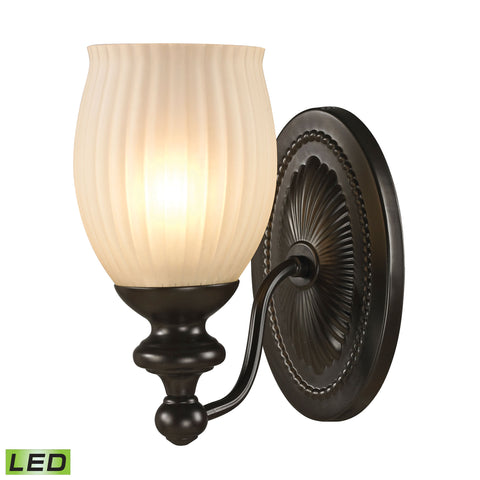 Park Ridge 1 Light LED Vanity In Oil Rubbed Bronze And Reeded Glass