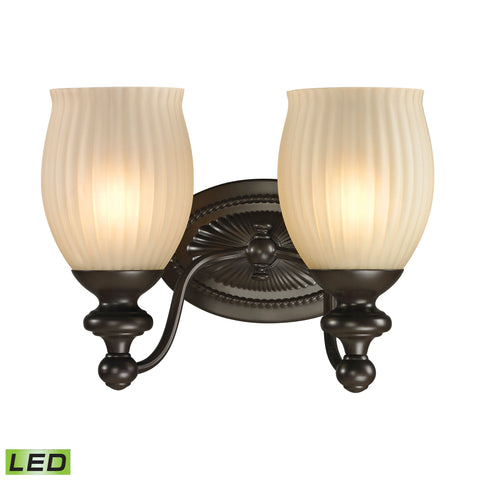 Park Ridge 2 Light LED Vanity In Oil Rubbed Bronze And Reeded Glass