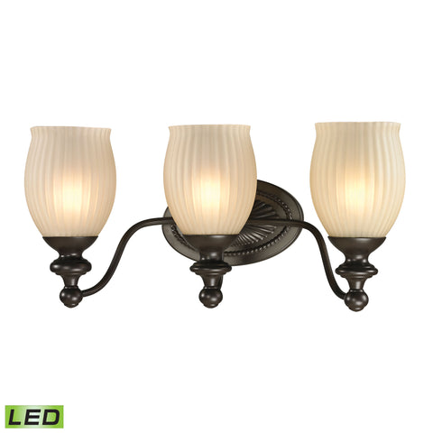 Park Ridge 3 Light LED Vanity In Oil Rubbed Bronze And Reeded Glass