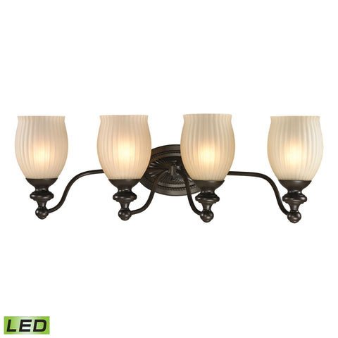 Park Ridge 4 Light LED Vanity In Oil Rubbed Bronze And Reeded Glass